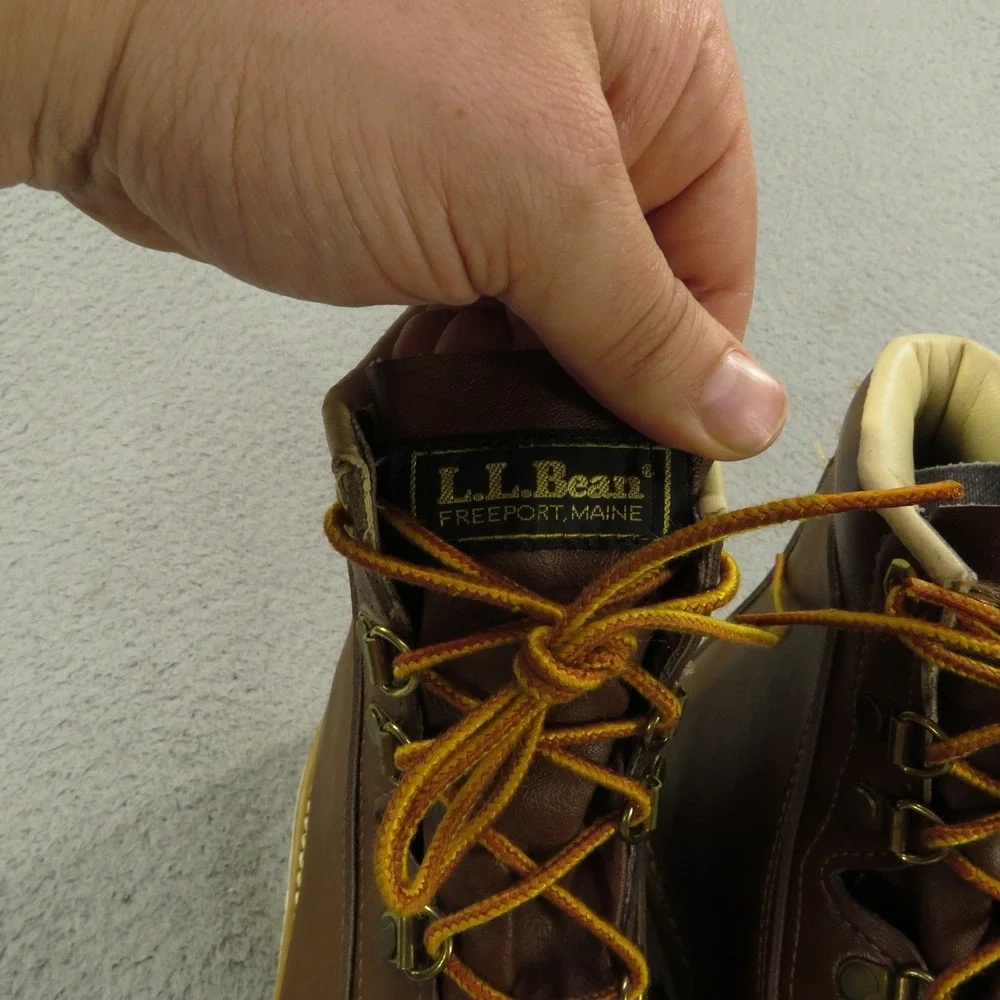 Vintage LL Bean Mens 8 Felt Sole Wading Fly Fishing Boots 80s Made in USA Brown